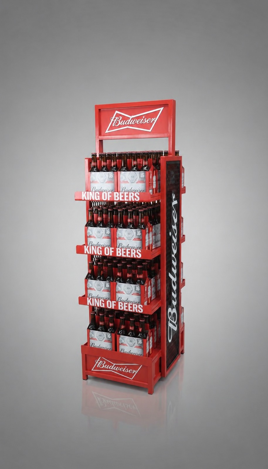 Budweiser — Red multi-tier beer display