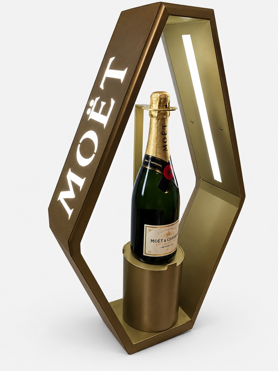 Moët angular illuminated presenter — Bottle Displays & Presenters