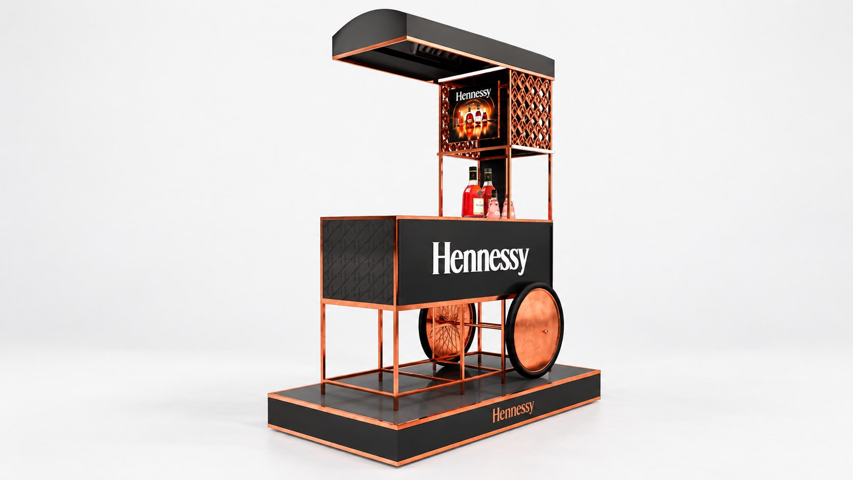 Hennessy copper promotional cart — Bottle Displays & Presenters