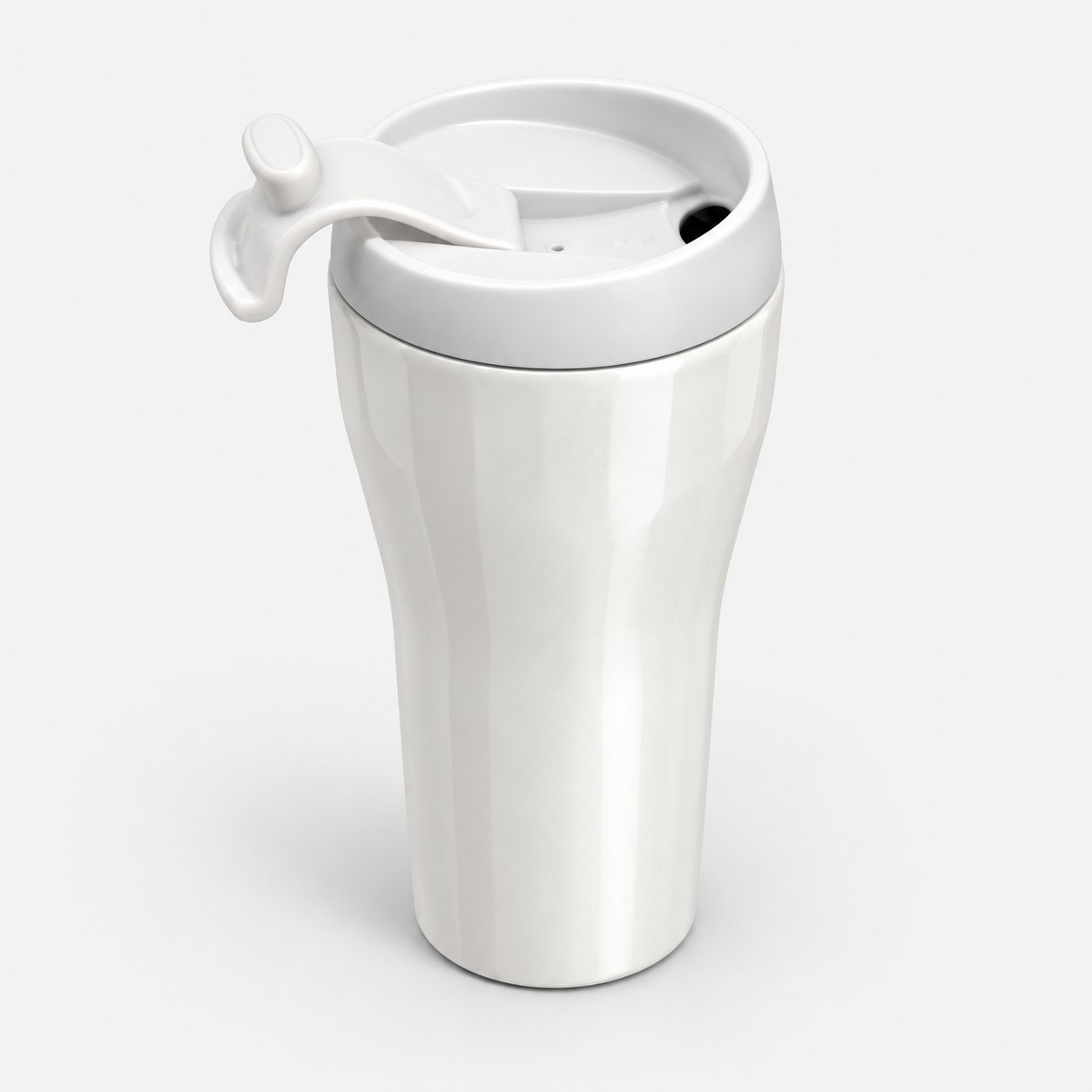 White faceted thermal suction cup — Drinkware