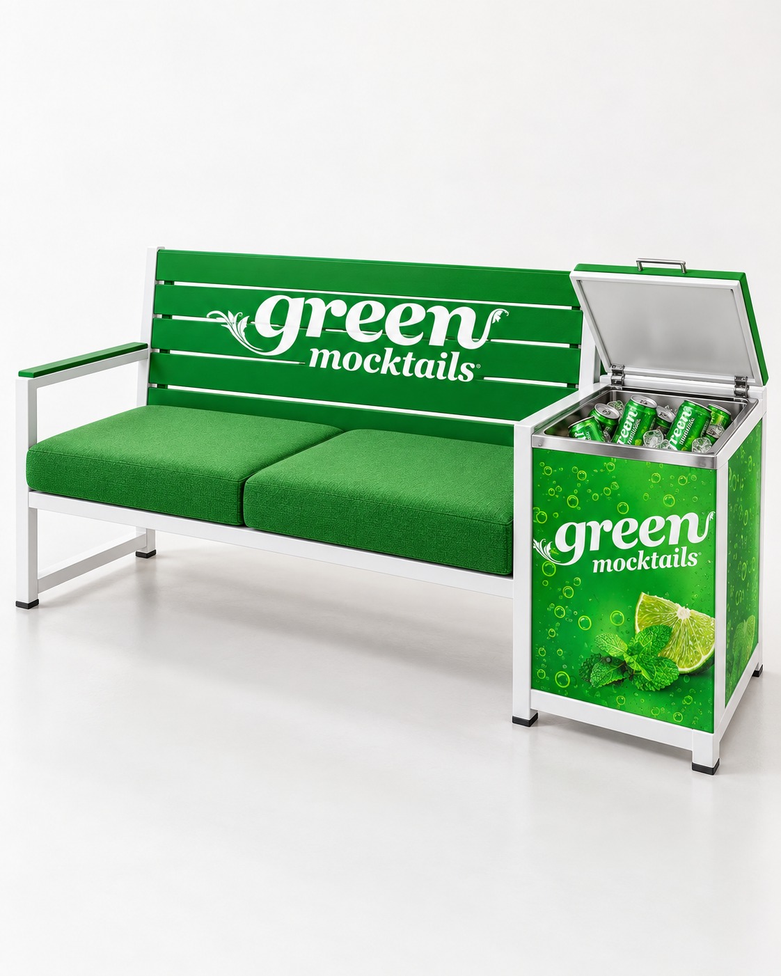 Green Mocktails — Branded outdoor bench